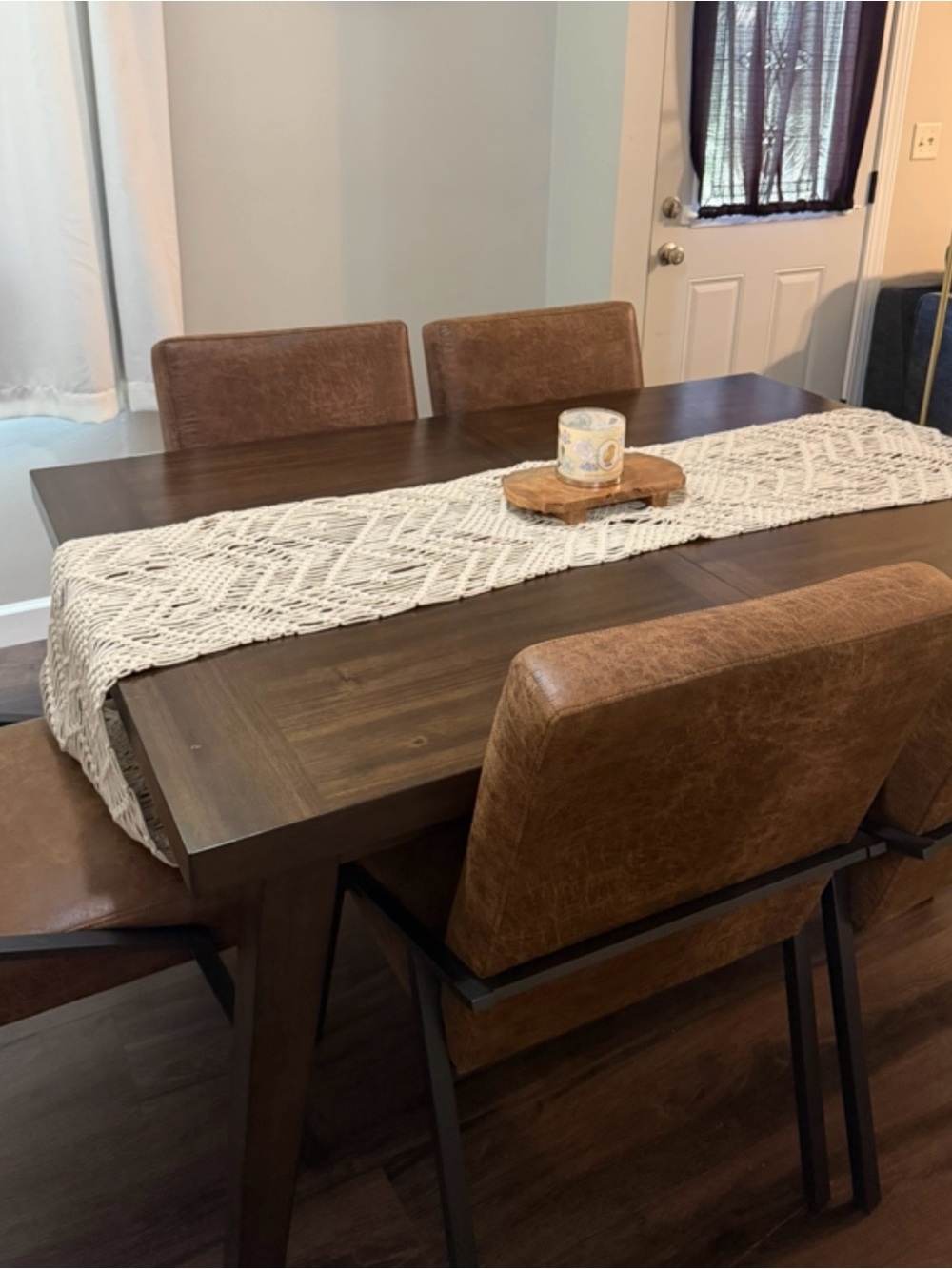 Boho Woven Macramé Table Runner | Cream Neutral Farmhouse Decor